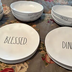Rae Dunn White melamine Dinnerware Set with Inscriptions